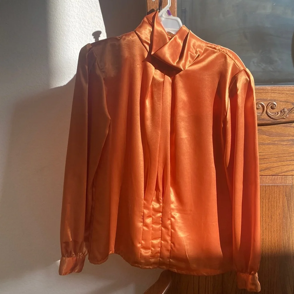 Nicola Vintage Retro Orange Blouse